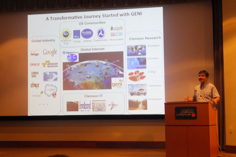 Figure 4. K-C Wang of Clemson University describes how his research was transformed by the GENI infrastructure. 